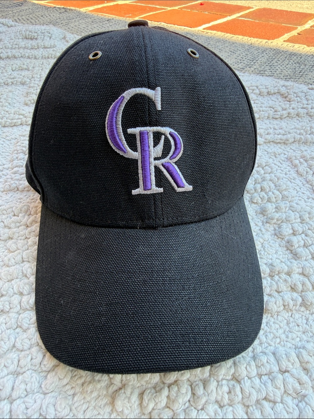 Colorado Rockies Black Baseball Cap with Purple & White Logo